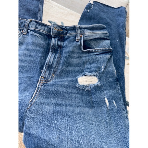 We The Free 31 Distressed High Rise Straight Leg Jeans Blue Denim - Picture 4 of 10